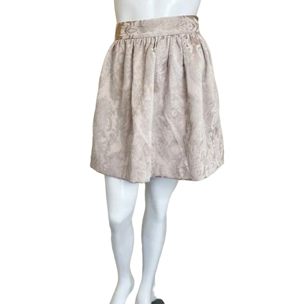BB Dakota | Womens Taupe and Cream Fit and Flare Tapestry Mini Skirt | Size: 6 